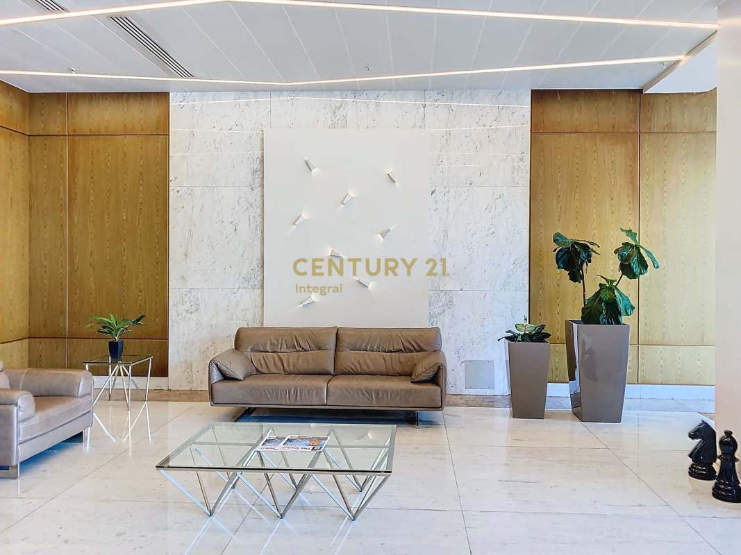 Unfinished office interior exposed ceiling drywall in PH Atrium Tower Obarrio Panama City