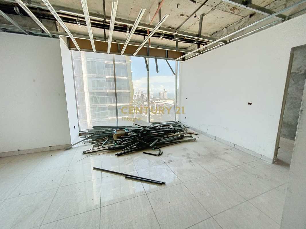 Modern office shell with large windows and exposed ceiling in PH Atrium Tower Obarrio Panama