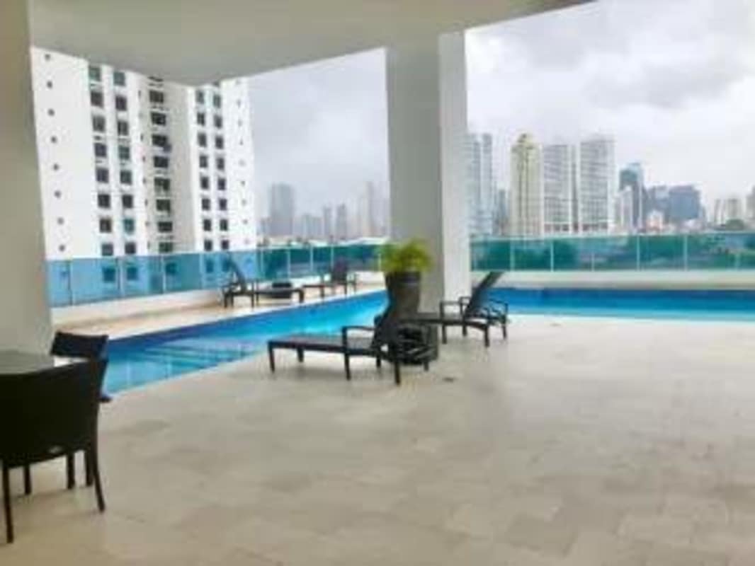 Covered terrace rooftop swimming pool with skyline views PH Joy Tower Coco del Mar Panama