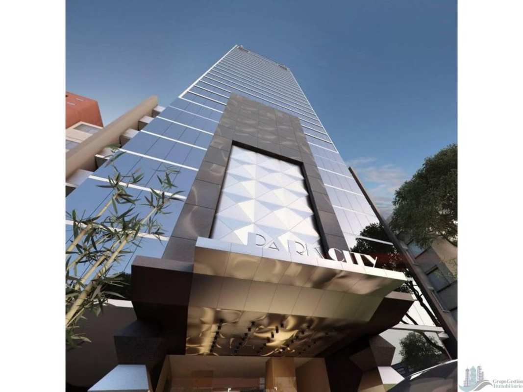 Modern glass facade of PH Park City high-rise in Panama’s Obarrio business district