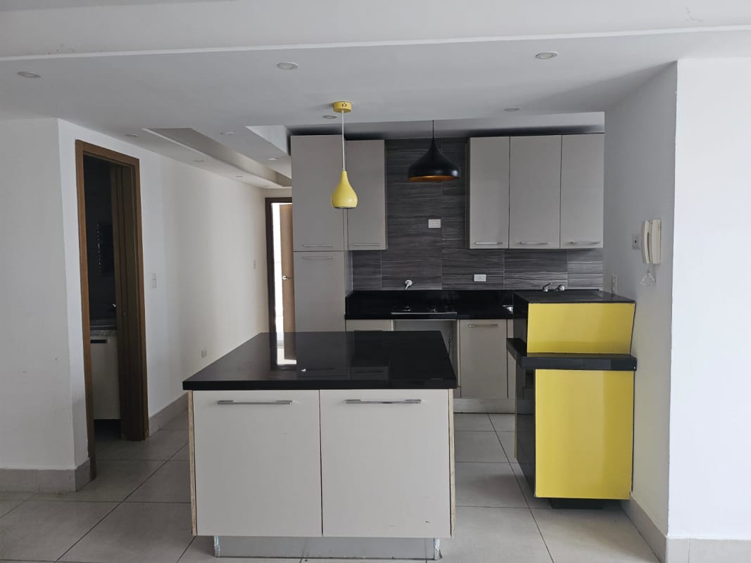 Apartment kitchen with granite countertop and modern finishes in Obarrio Panama