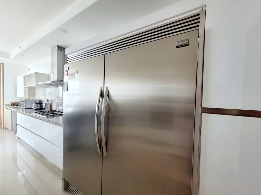 Large terrace balcony with skyline and ocean views at PH Aria Costa del Este Panama City