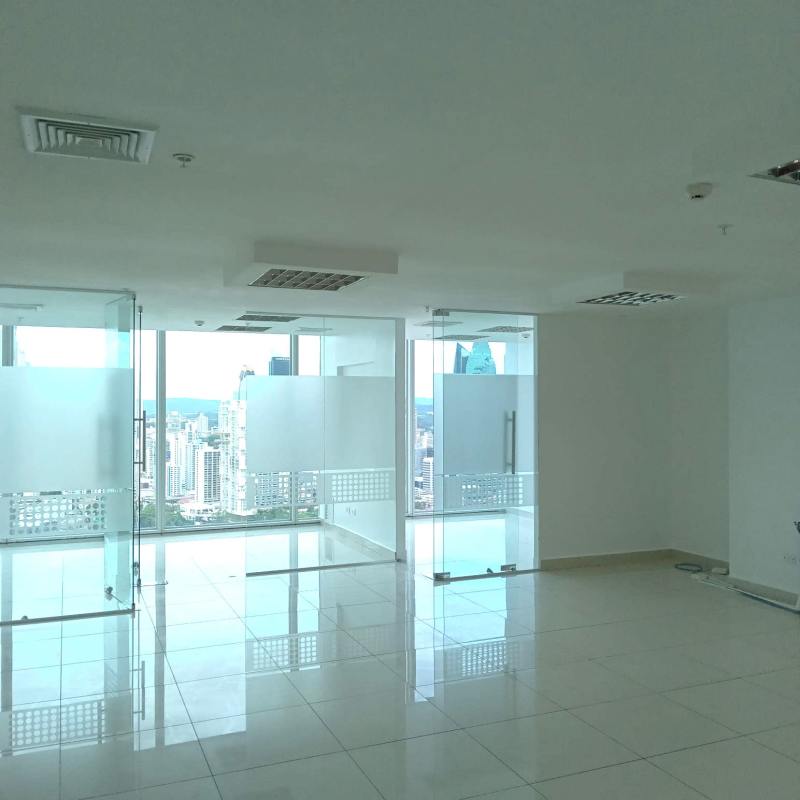 Modern interior with frosted glass offices in Oceanía Plaza Punta Pacifica Panama