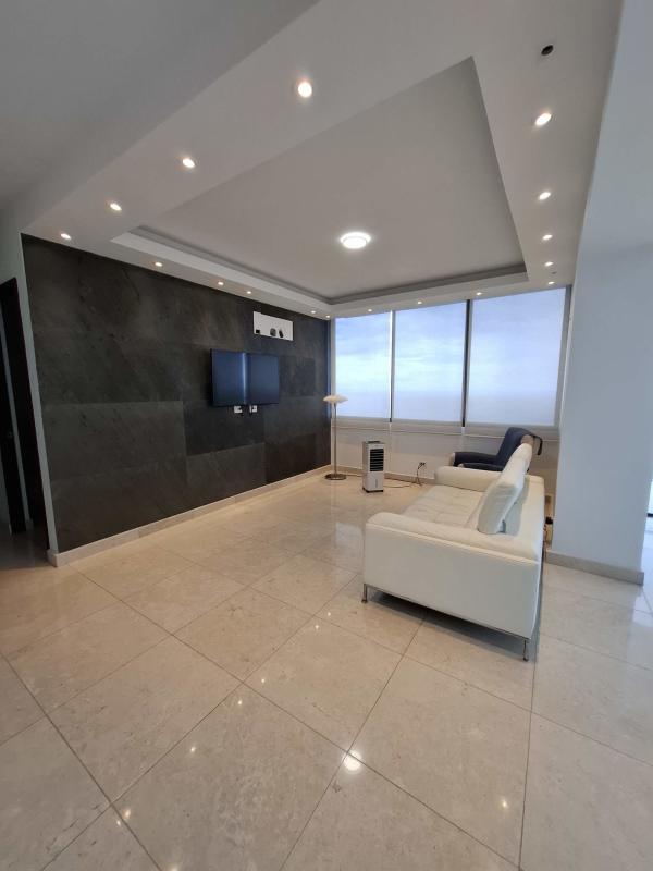 Aerial coastal panorama with city skyline seen from Coco del Mar apartment balcony