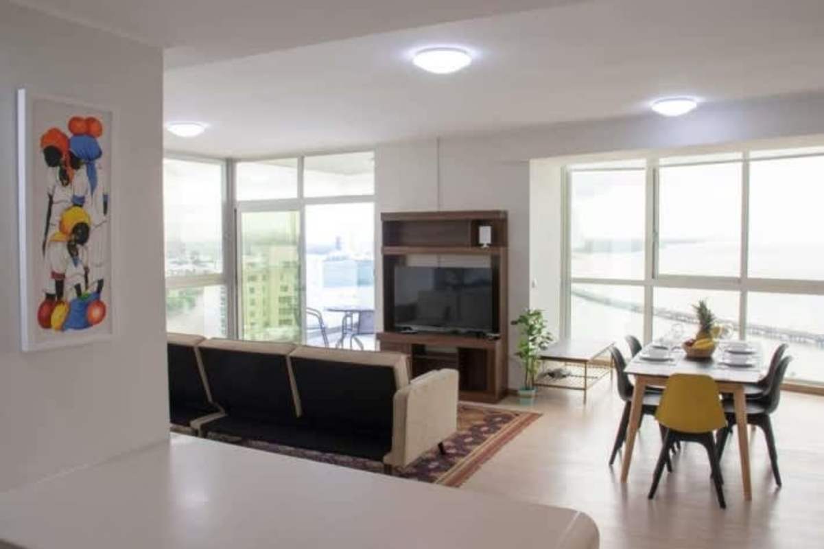 Bedroom with large windows, closets, Pacific ocean and city views PH Coco del Mar Panama