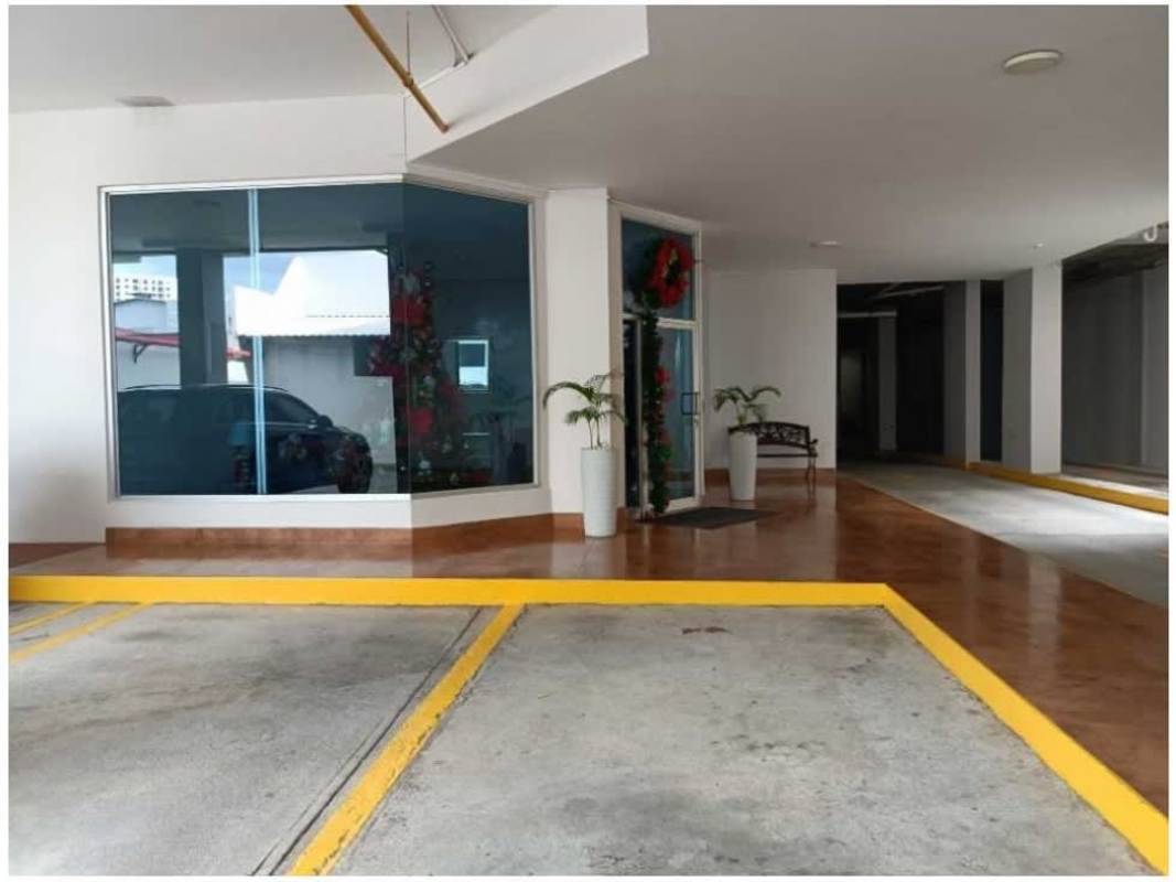 Bathroom featuring pedestal sink, glass shower enclosure, modern tile in PH Tower Park Panama