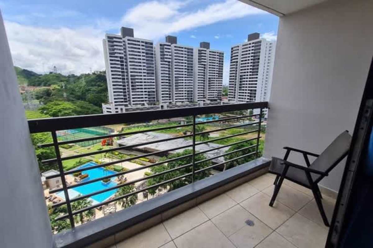 Spacious living dining room opening to balcony in PH Country Club Condado del Rey Panama