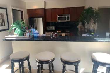 Modern open kitchen with granite, stainless appliances in luxury beach villa at Buenaventura Panama