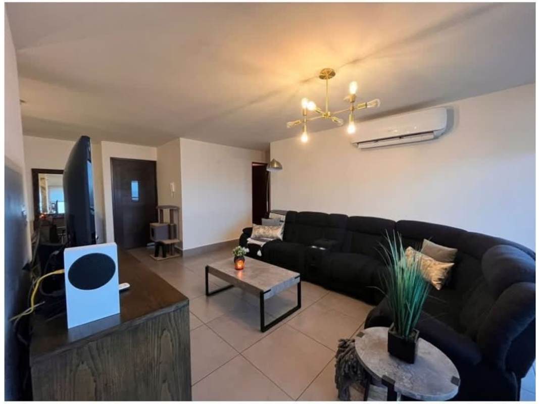 Balcony with glass railing overlooking Panama skyline in PH Parque del Carmen El Carmen Panama