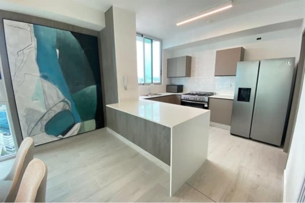 Spacious modern kitchen area ready for appliances in PH Le Mare Obarrio apartment