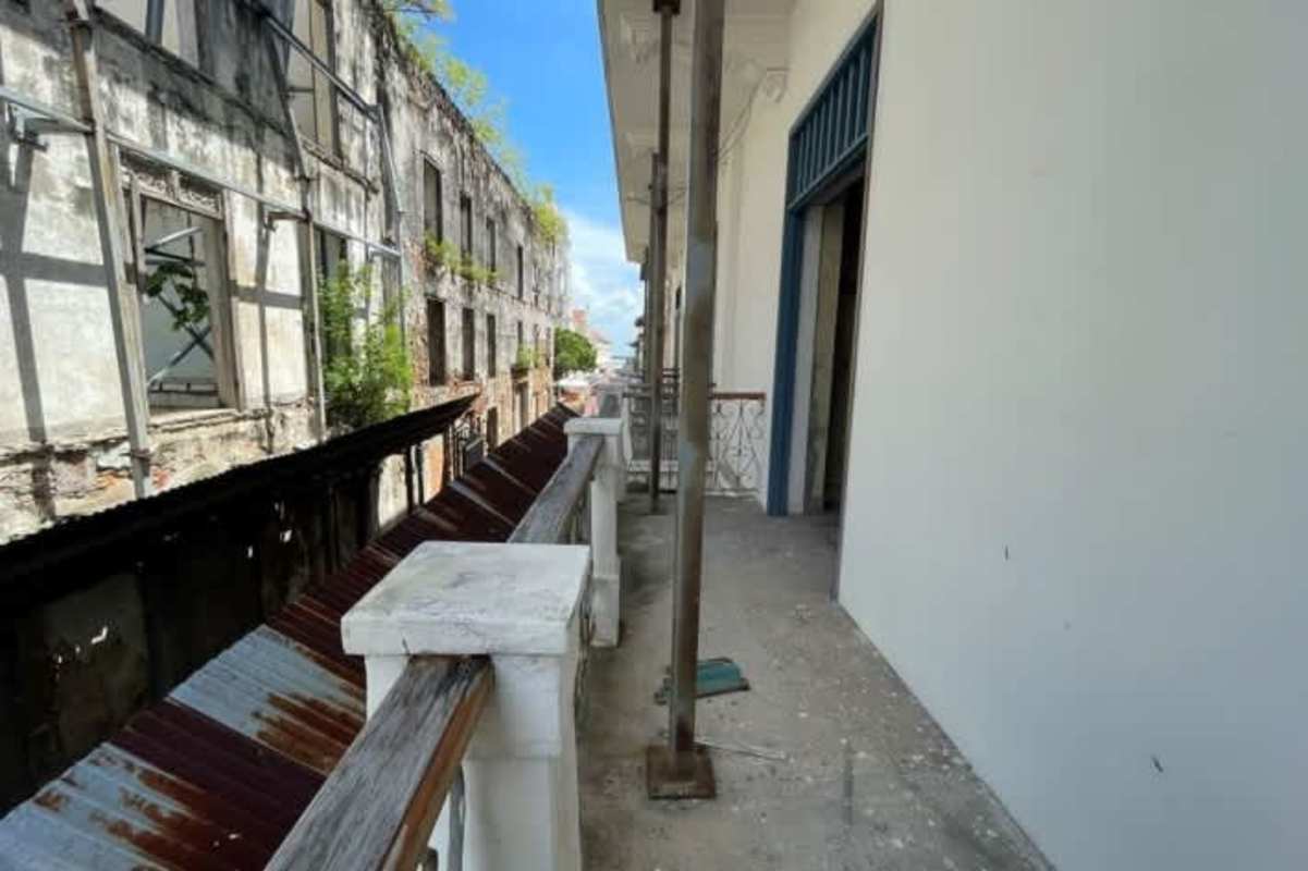 Open interior courtyard or hall in colonial building Casco Viejo Panama City