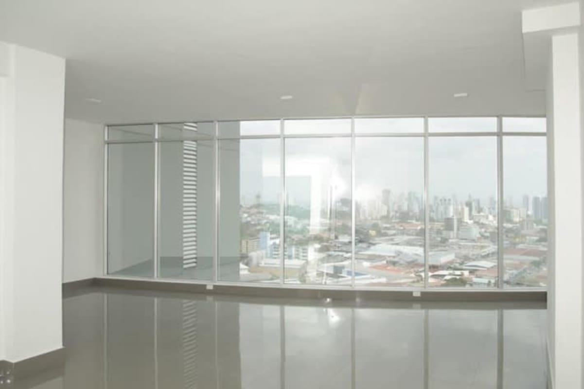 Open office with panoramic glass windows at Golden Point Panama