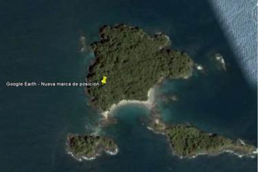 Private tropical island aerial with forest and beaches in Chiriqui Gulf Panama