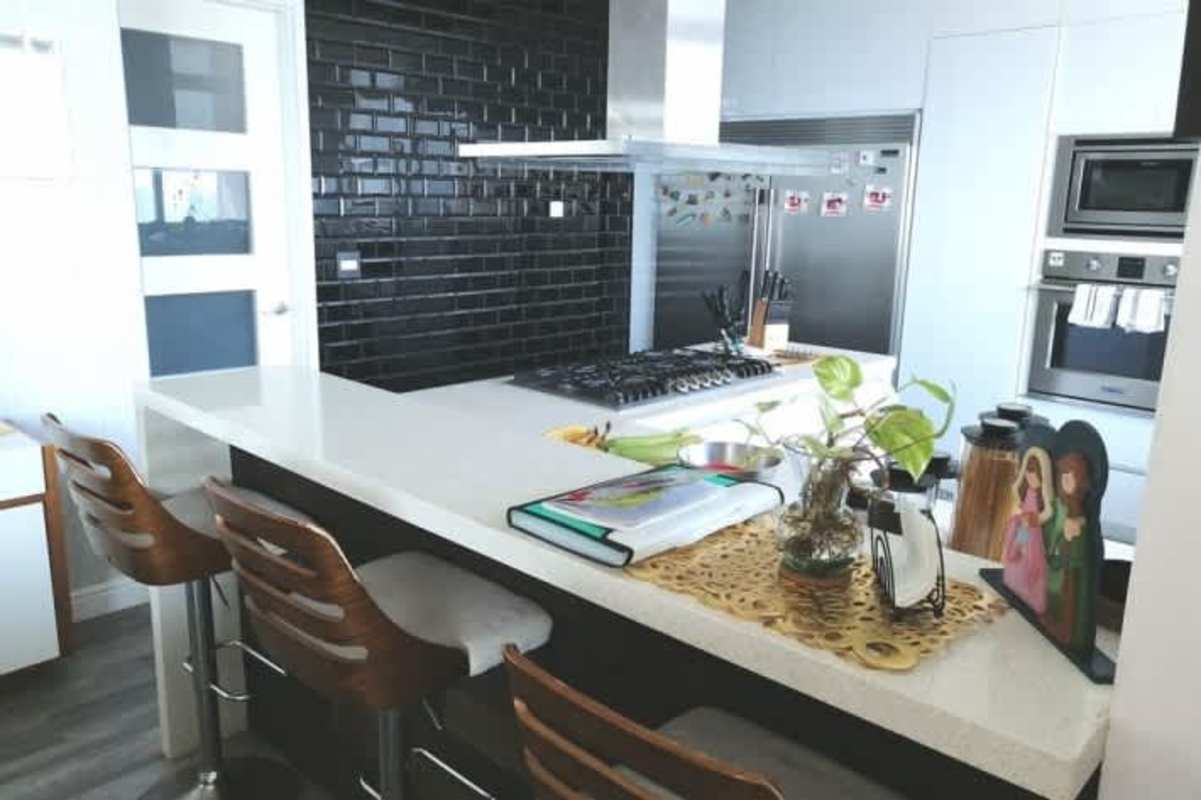 Balcony in luxury apartment with panoramic city and mountain views in Dos Mares Betania Panama City