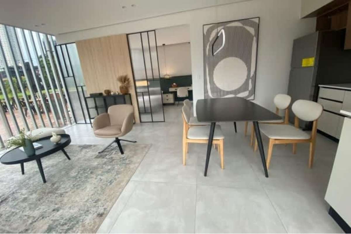 Bright furnished living sleeping space with large windows Costa del Este