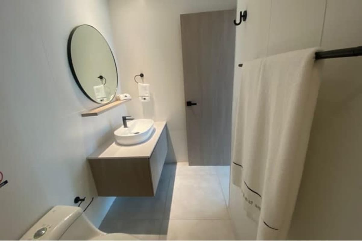 City and ocean partial view from private balcony Costa del Este suite Panama