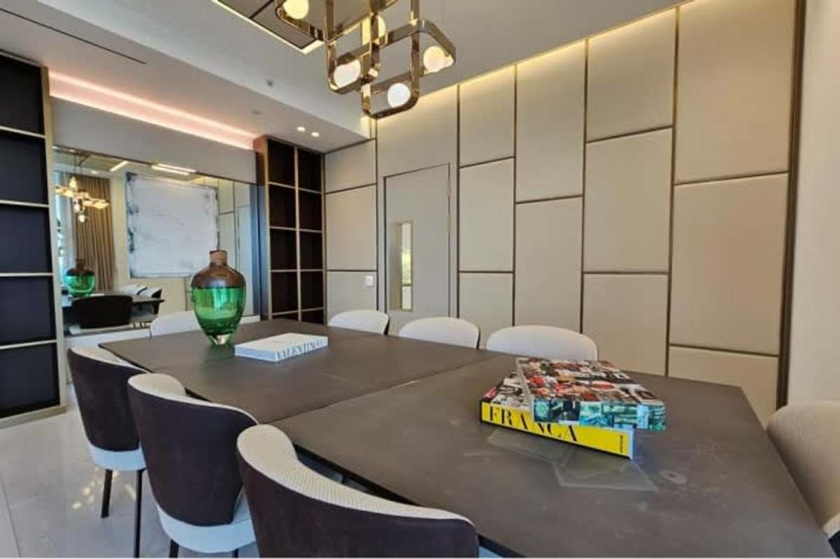 Designer Italian kitchen marble finishes open dining area La Maison by Fendi in Panama