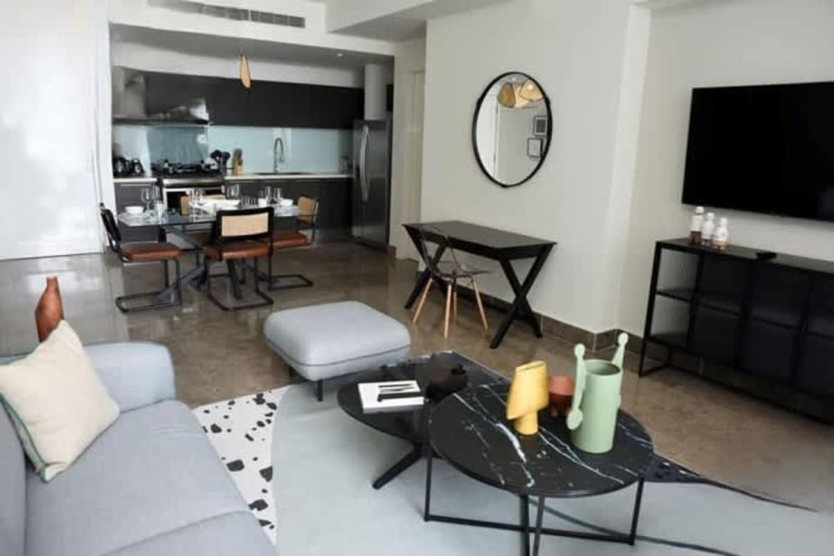 Contemporary kitchen with quartz countertops and appliances Panama City