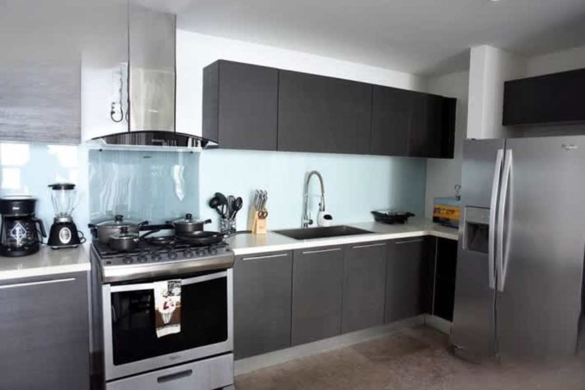 Stylish half guest bath with premium fixtures Panama City apartment