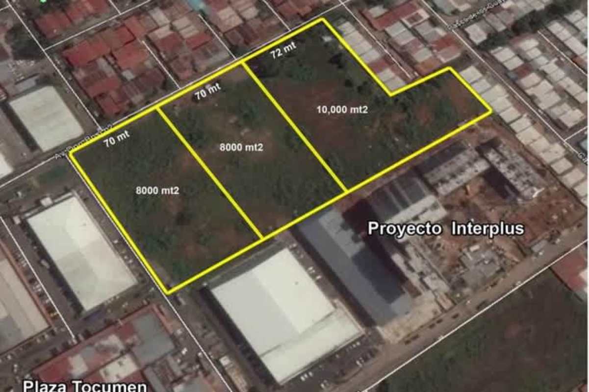 Aerial photograph showing industrial and commercial lots for sale in Don Bosco Panama