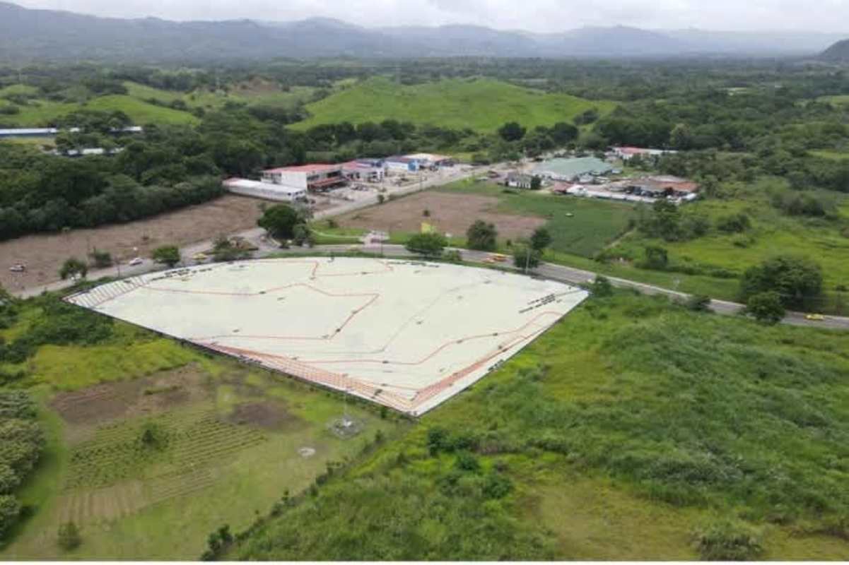Flat commercial development lot at city entrance Chepo on Pan-American Highway