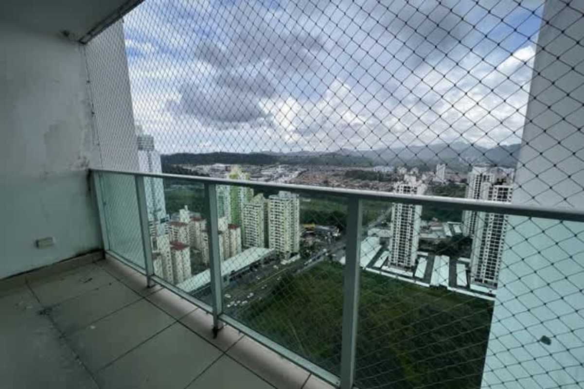 Balcony with glass rail and safety net overlooking Condado del Rey skyline at PH Kings Park