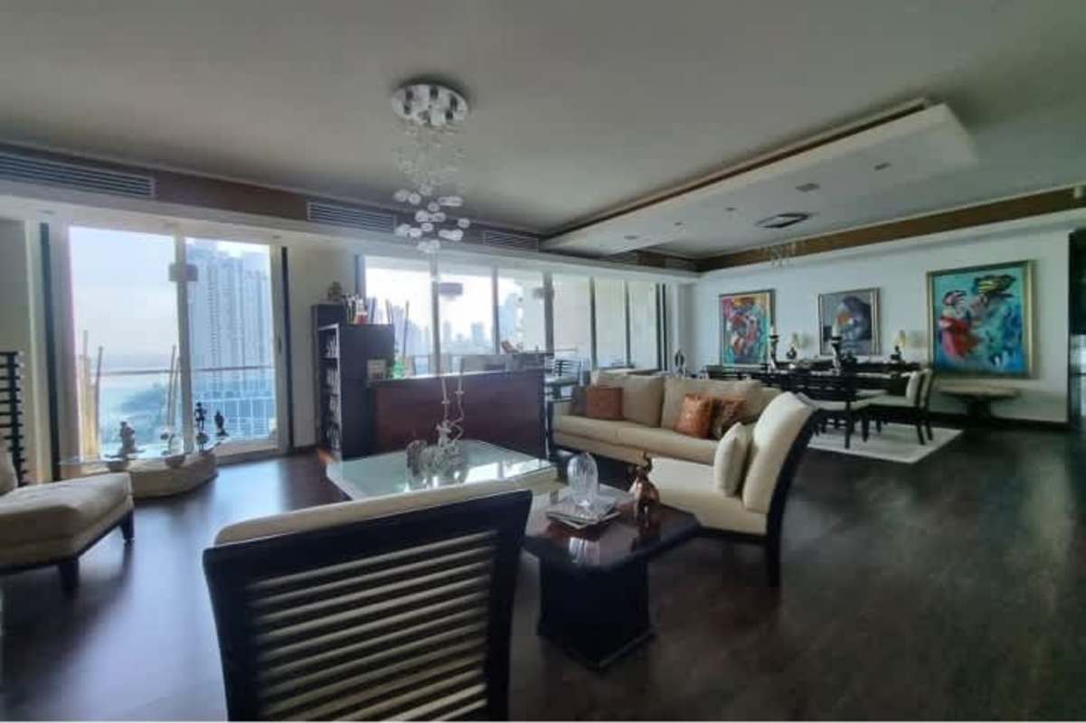 Spacious master bedroom with access to ocean view terrace in PH Aqualina Punta Pacifica Panama