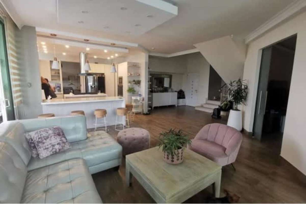 Bright large open living and dining area with panoramic windows remodeled PH Aqualina Panama