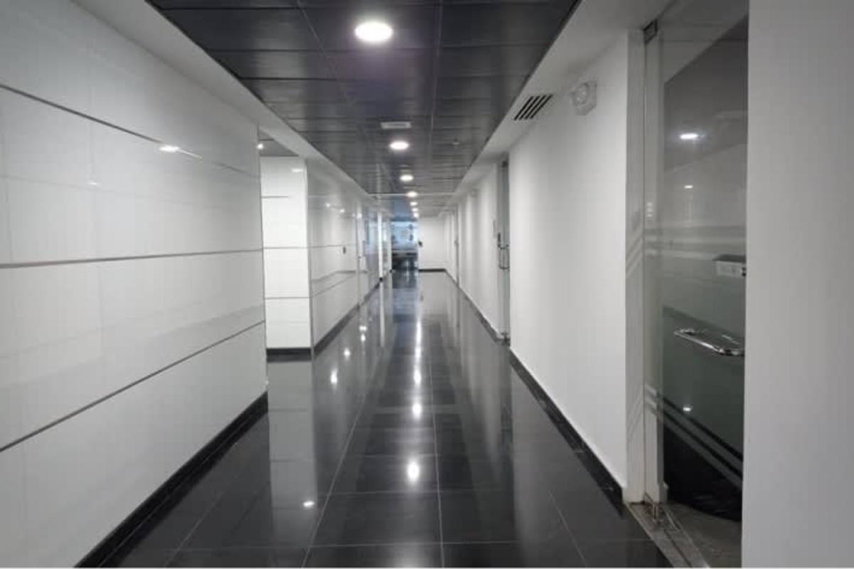 Spacious illuminated office reception with glass partitions Oceania Business Plaza Panama