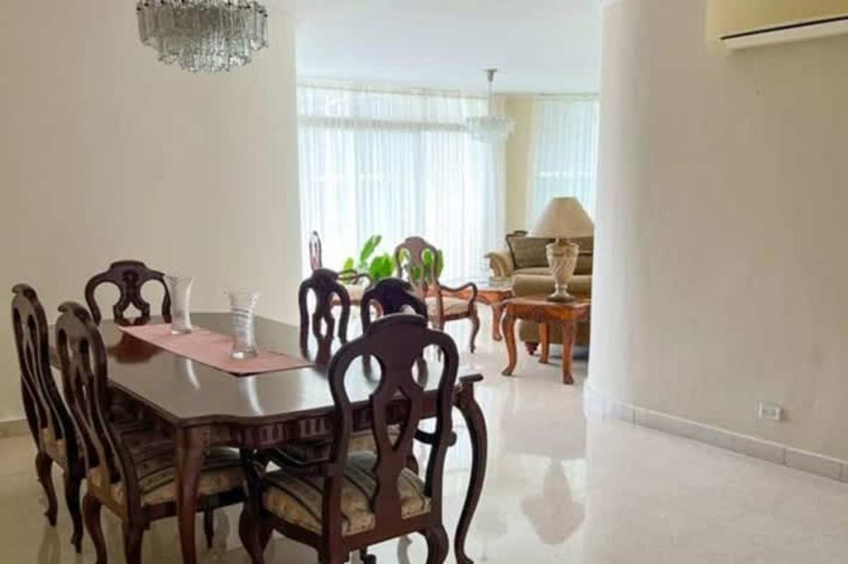 Spacious dining living room with large windows Punta Paitilla