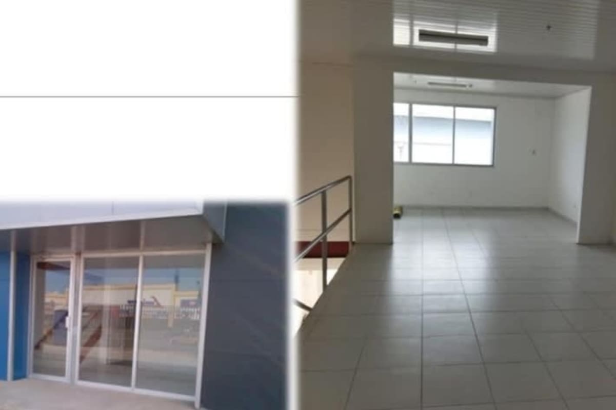 High clearance empty warehouse with large truck entrance door at Tocumen Panama