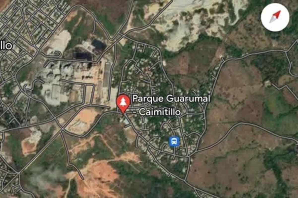 Aerial satellite view with natural vegetation and residential surroundings in Caimitillo Panama