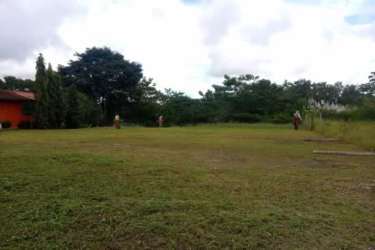 Large vacant piece of land with clear grass field and nearby trees in Las Uvas Panama