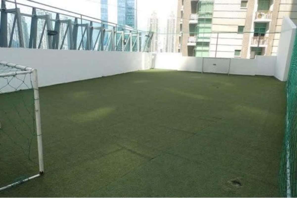 Rooftop soccer field with city skyline views PH Ocean Club Punta Pacifica Panama