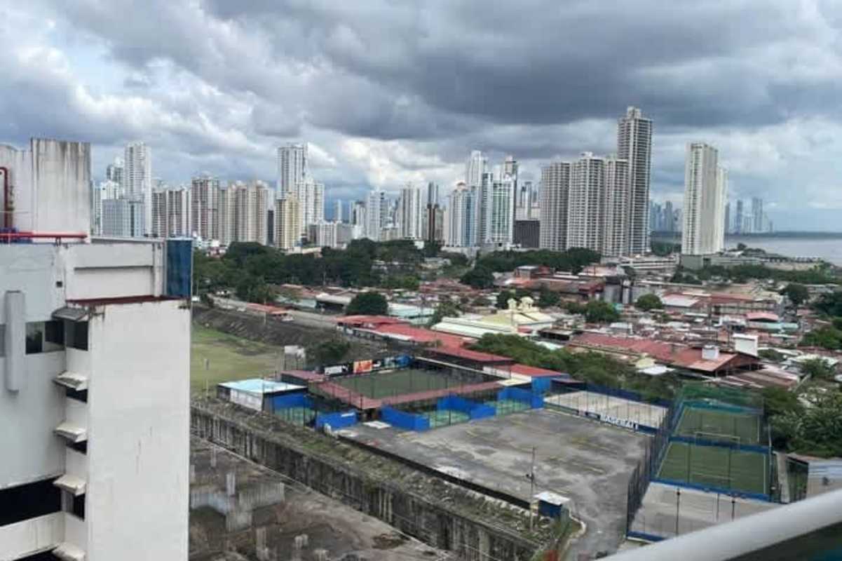 Balcony views of city skyline and Pacific Ocean at PH Mystic Point Panama
