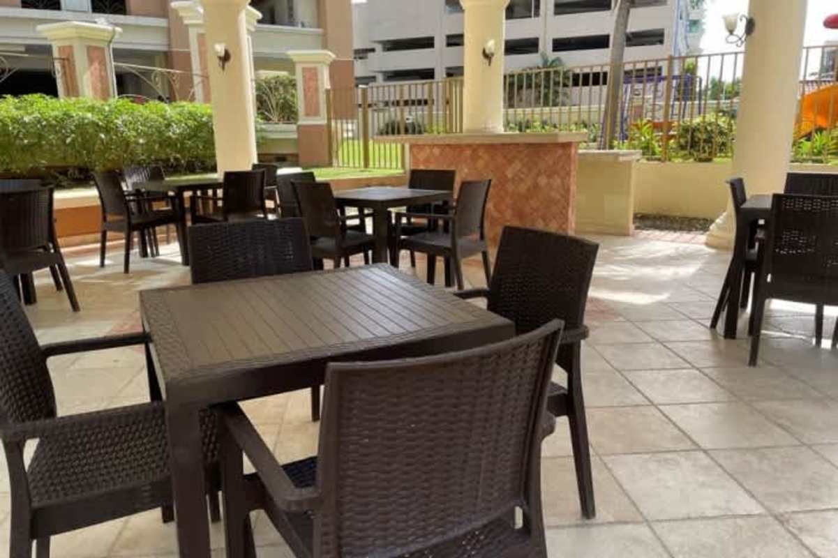 Outdoor covered BBQ area with seating at Mystic Point in Punta Pacifica