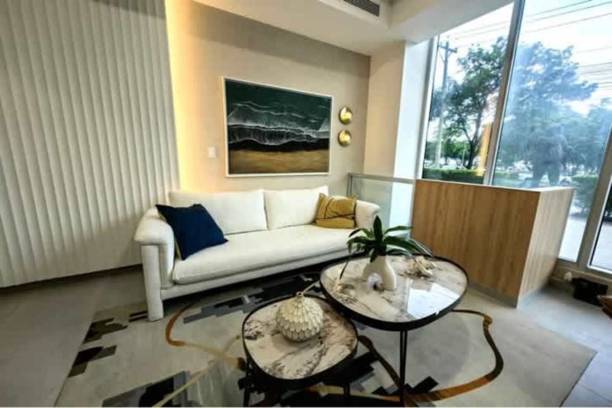 Elegant lobby with modern decor at Seaside House Panama City near Calle Uruguay