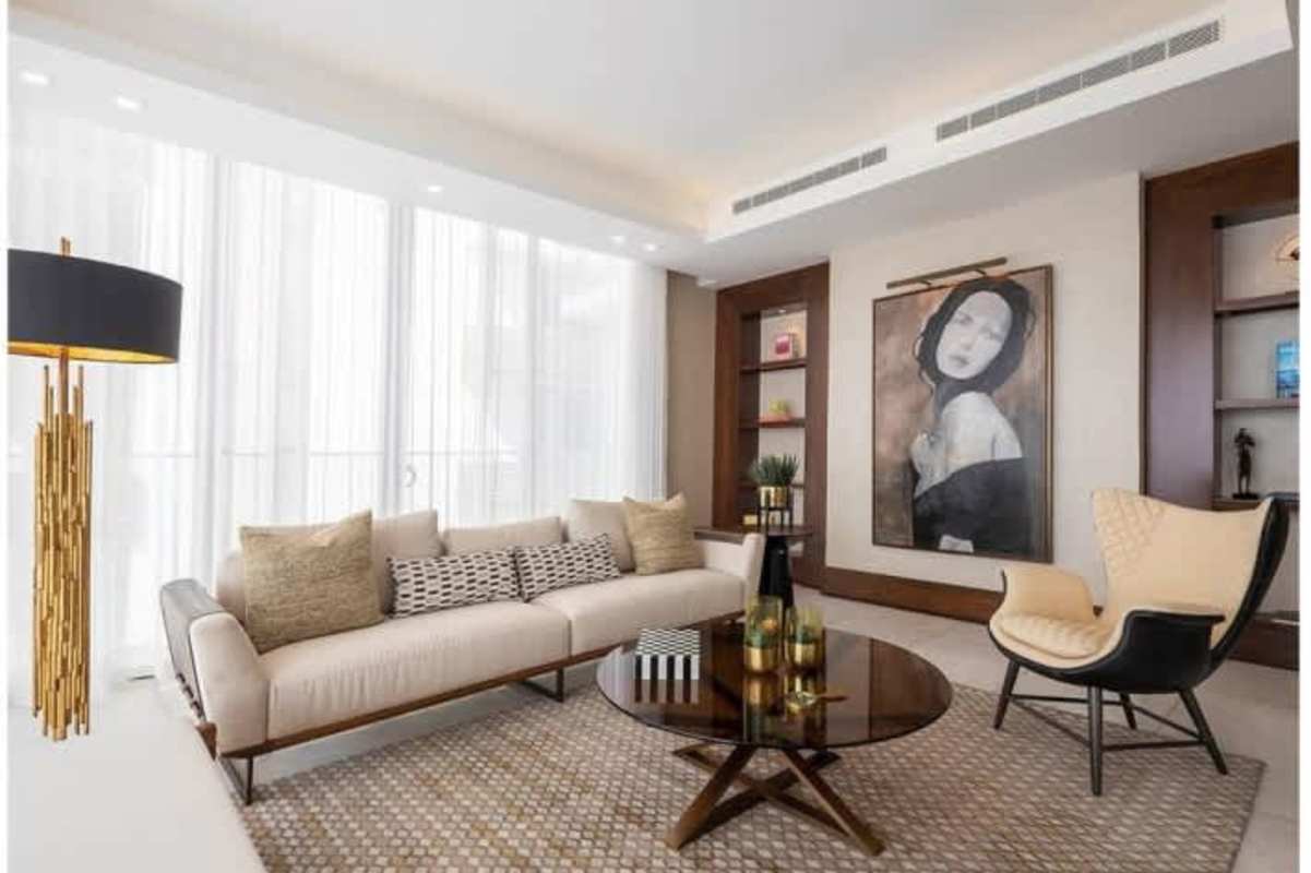 Bright bedroom with glass balcony doors overlooking ocean skyline in The Residences Punta Pacifica Panama