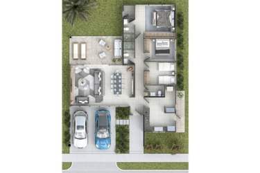 House layout aerial view with garage bedrooms patio open plan Paradise Point Coronado Panama