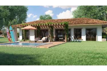 Mediterranean-style villa and swimming pool near Santa Catalina oceanfront properties in Panama