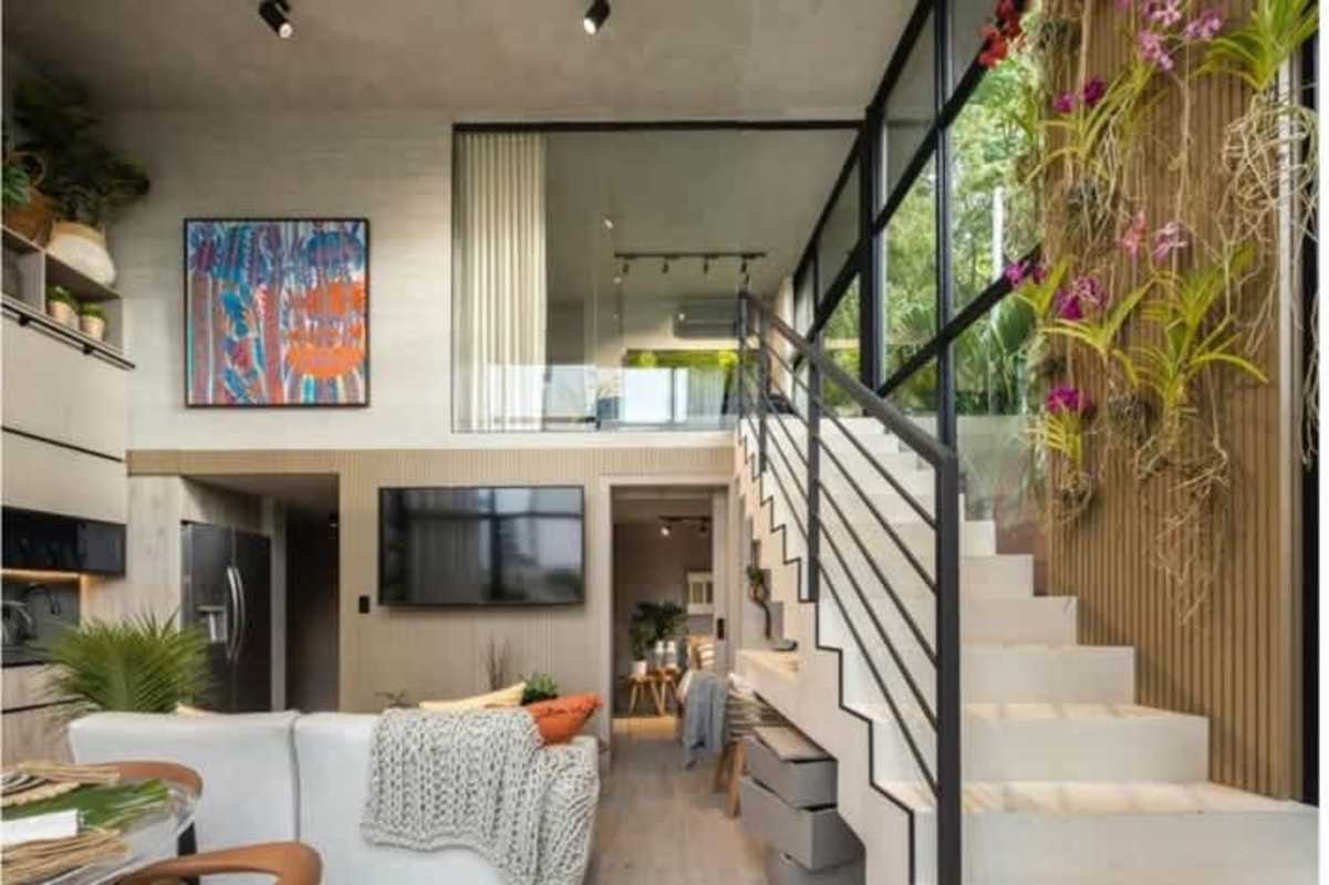 Bathroom with glass shower, minimalist design in smart apartment PH Dovle Coco del Mar Panama