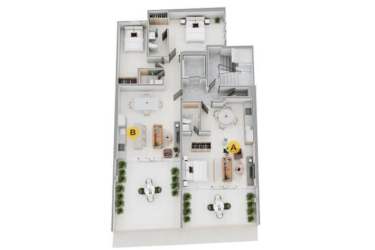 Minimalist bedroom with large window, wardrobe and wood accents at PH Creativo Santa Ana