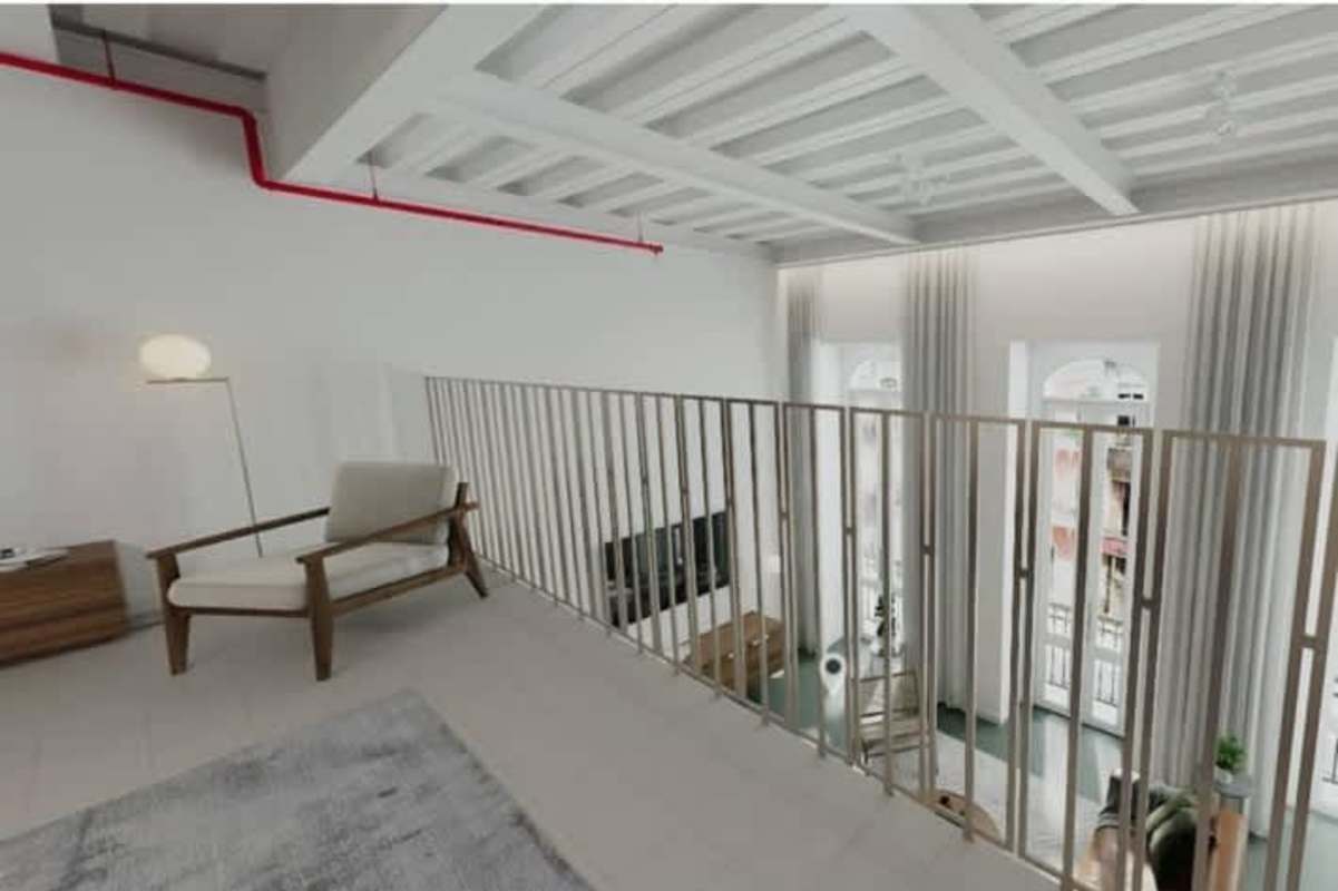 Upper loft level overlooking bright living area PH Santa Ana Casco Viejo Panama