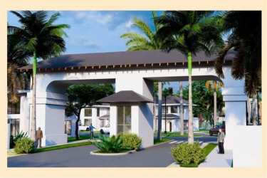 Aerial view of Las Palmas Catalina beachfront residential community Playa Santa Catalina Panama