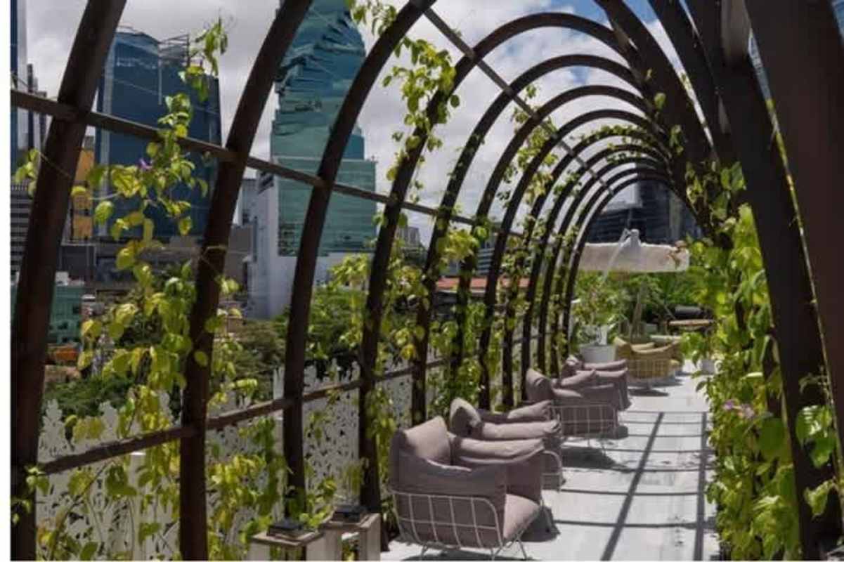 Master bedroom with skyline vistas, elegant finishes, ensuite marble bath in PH Hyde Panama