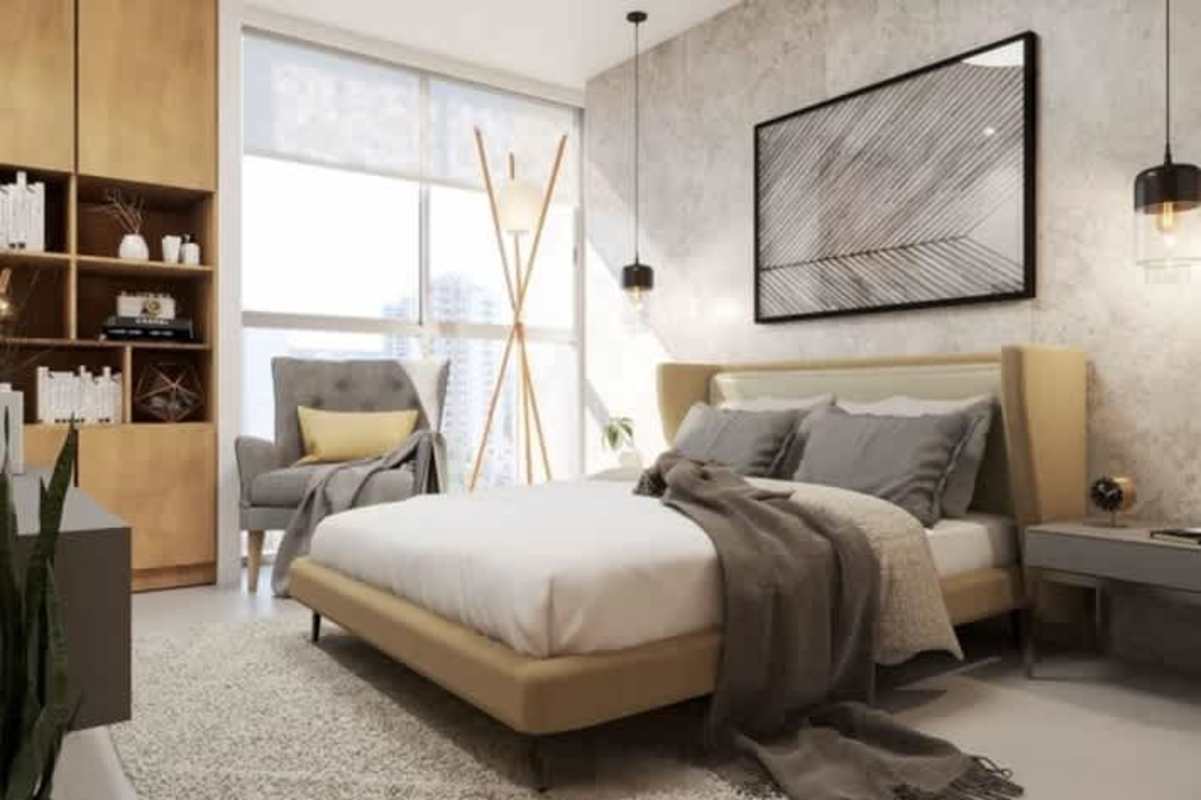 Spacious bedroom with neutral decor, skyline view in PH Coco del Mar San Francisco