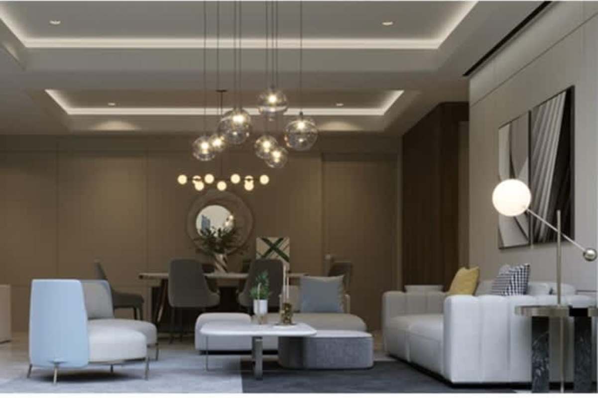 Master bedroom with large windows, balcony access, and golf views in The Ivy Panama