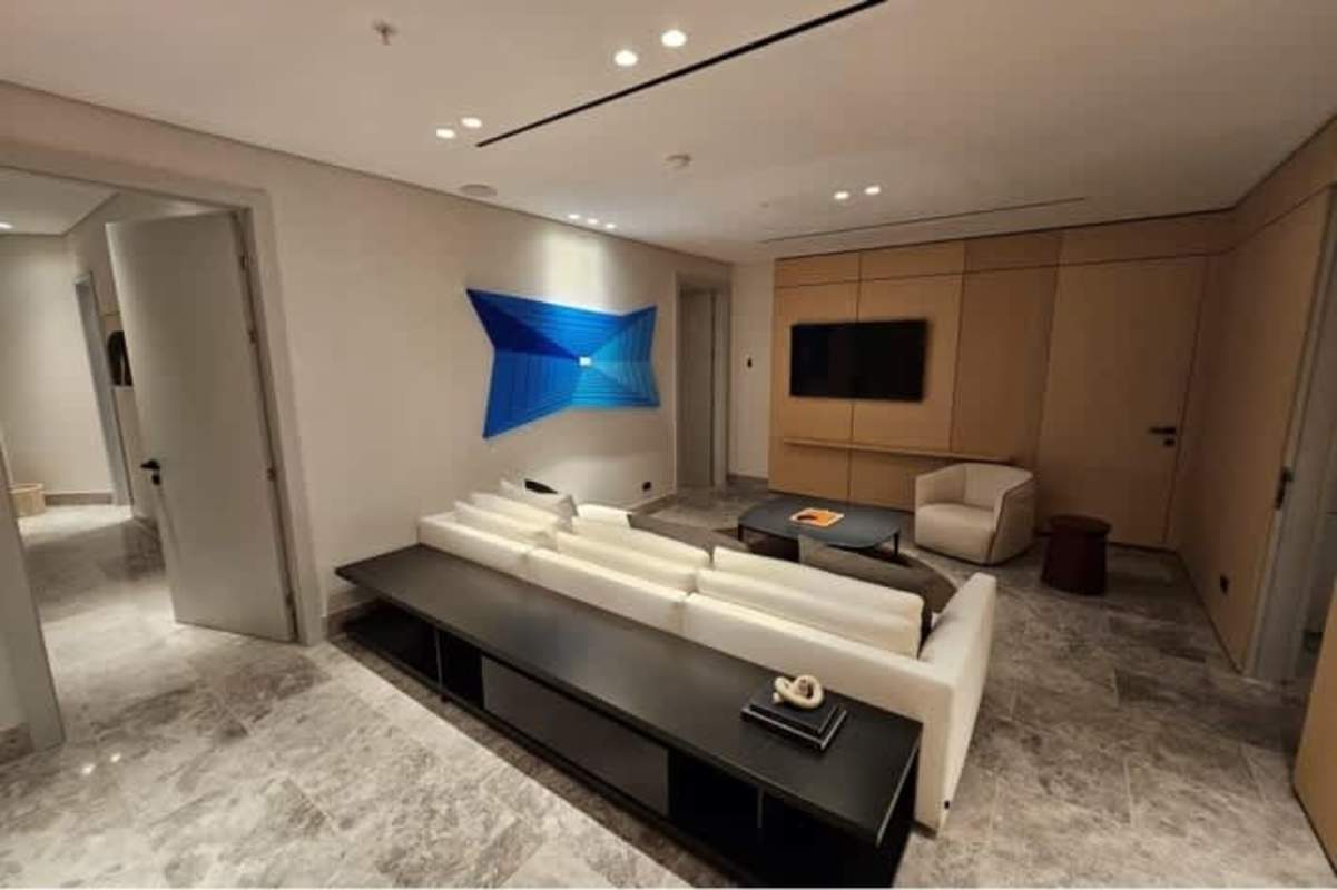 Spacious luxury master bedroom with ocean views, en-suite bathroom, marble floors at Pacific Point