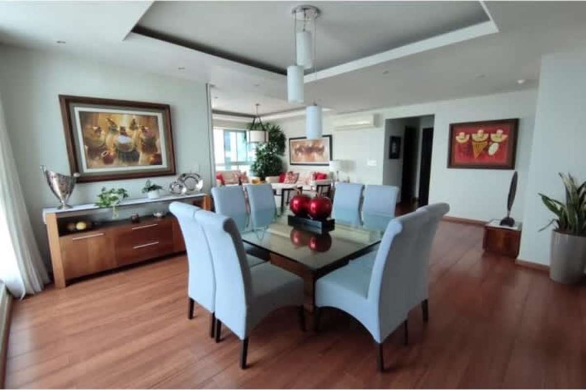 Kitchen with stainless steel appliances, granite counters, ocean view in PH Mirador del Mar Panama City