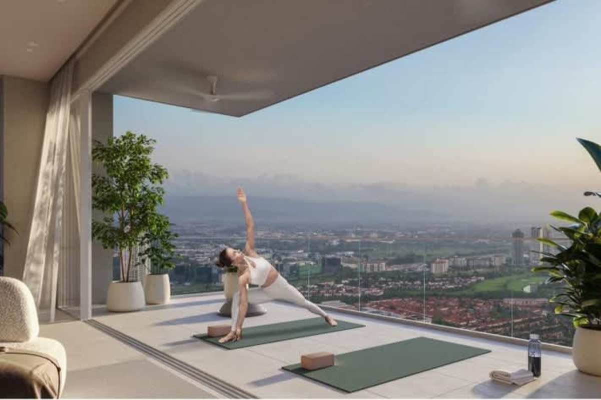 Modern children's playroom with slide, playhouse, ropes in Costa del Este residential tower Panama City